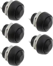 OTOTEC 5Pcs 12mm Push Button Switch 3A Mini Push Button Horn Switch Momentary Off/ON Push Round Button Horn Switch-Waterproof Black