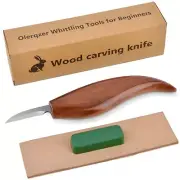 Wood Carving Knife With Leather Strop and Polishing CompoundWood Whittling Kn...