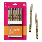 Sakura Pigma 50034 Micron Blister Card Ink Pen Set, Black, 005 6CT