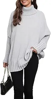 [QUNERY] Women's Turtleneck Oversize Sweaters Winter Sweater Casual Knit Pullover Loose Batwing Sleeve Knitted Sweater Top