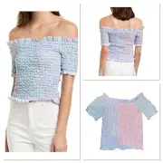 Petersyn Kinsey Smocked Off-The-Shoulder Top Cocktail NEW NWT Reg $238 Size XS