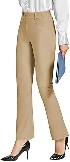 [Thapower] Women's Dress Pants Bootcut Stretch Work Pants Slacks Office Business Casual Golf Yoga Trousers 4 Pockets
