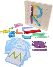 Toddler Learning Toy Wooden Geoboard Puzzle Alphabet Toys for Babies Interactive Educational Game