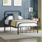 Metal Bed Frame Bed Base Single Size, Bed Mattress Foundation with Reinforced St