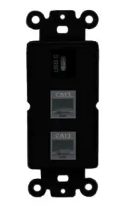 [3 Ports] 2 PHONE USBC Rocker Wall Plate Black
