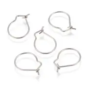 200pcs 304 Stainless Steel Kidney Earwires Pear Shape Hoop Earring Findings 18mm