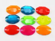 500 Mixed Neon Color Flatback Acrylic Oval Sewing Rhinestone 15X11mm Sew on bead