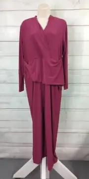 SMALL REG RUMBA A518219 Attitudes by Renee Como Jersey Mock Wrap Waist Jumpsuit