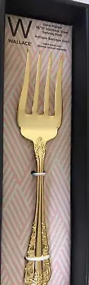 Wallace Gold Plated Stainless Steel Serving Fork Antique Baroque Service Large