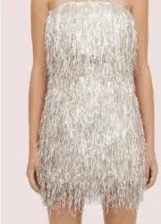 Scanlan Theodore Tinsel Fringe Top & Skirt Champagne BRAND NEW