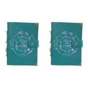 2x LVD Leather Note Book Time To Cook Stylish Hard Cover Journal/Diary 18x13cm