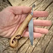 Handmade Viking Folding Knife Urnes Dragon Carbon Steel Blade & Wooden Handle