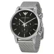 Emporio Armani Classic Chronograph Black Dial Steel Mens Watch Ar1811 Silver One Size