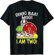 [X.Style] I'm Two 2nd Birthday Party Farm Animals Theme Toddlers Boys ds416 T-Shirt (S) Black