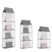 Grey Bag Storage Holder Wardrobe Closet Hanging Handbag Organizer 2/3/4 Pockets Shelf
