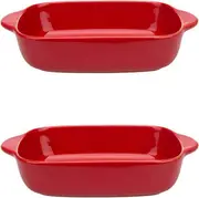 Ceramic Oven Dish,Pie Dish, 8.8 Inches Pie Pan, Porcelain Oven Dishes, Pie Plate, Non-Stick Quiche Dish for Cooking, Set of 2,Red