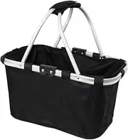 [Karlstert] Two Handle Foldable Shopping/Picnic Carry Basket, Black, 23 Litre Capacity