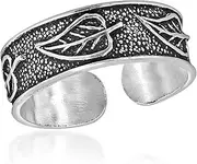 [AeraVida] Nature-Inspired Leaf Pattern Adjustable Band .925 Sterling Silver Toe Ring | Toe Rings for Women Sterling Silver | Sterling Silver Adjustable Toe Ring | Unisex Toe Ring | Silver Jewelry |