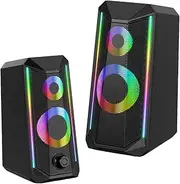 PC Speakers for Desktop - PC Computer Stereo Speake - USB Powered RGB Speakers with Enhanced Sound, Easy-Access Volume Control for Computer