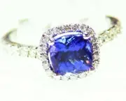 2.40CT 14K Gold Natural Tanzanite Diamond Vintage AAA Halo Engagement Ring Deco