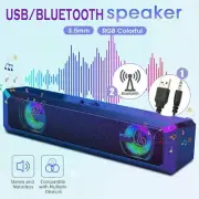 USB/ Bluetooth Speaker Computer Soundbar RGB LED Stereo For TV PC Desktop Laptop