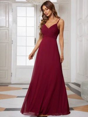 Women's Criss-Cross V-Neck Chiffon Backless A-Line Bridesmaid Dress