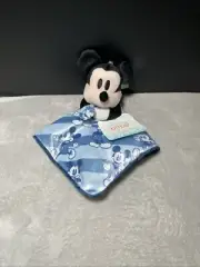 Disney Baby Mickey Mouse Lovey Plush Blue Stripe Security Blanket Toy NuNu 14x14