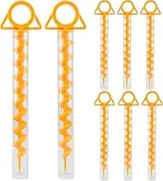 EFUTURETIME 8 x Tent Pegs Camping Stable Screw Pegs Sand Pegs Beach Plastic 29 cm Beach Sand Anchor Tent Ground Anchor Trampoline Ground Anchor with 8 Transparent Plastic Tubes, Yellow