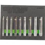 9 PC. 1/4 IN EXTRA DEEP 6 PT. METRIC SOCKET SET - 1/4 IN DR. (7 - 15MM) EDM400A