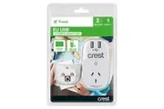 Crest EU to AU Travel Power Adaptor 240V Converter w Socket 2 USB Ports White