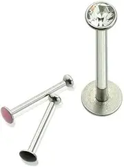 [BodyJewelryOnline] Push-in Cheek Labret 16G Surgical Steel Threadless with Press Fit Gem (5/8"(16Mm))