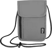 [Bruislard] Neck Pouch with RFID Protection, Soft Neck Pouch for Travel, Unisex Bag, Maximum Safety, Anti-Theft, Unisex Travel Money Bag for Smartphone and Travel Documents, Gray, Classic