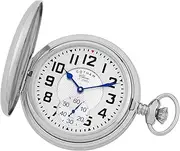 [Gotham] Men's Classic Silver-Tone Polished Case Double Hunter 17 Jewel Mechanical Pocket Watch # GWC18809S, Silver