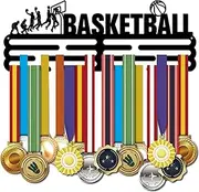 Basketball Medal Holder 60+ Medals Display Black Iron Wall Mounted Hooks for Competition Medal Holder Display Wall Hanging 40x15cm