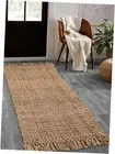 Hand Woven Jute Runner Area Rug -,Reversible Farmhouse Boho 2'x5' Natural
