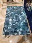 Stunning Blue Agate Stone Cafeteria Table, Agate Gemstone Counter Desk Table Dec