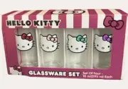 Sanrio Hello Kitty Glassware Set of 4 10oz Glasses NIB