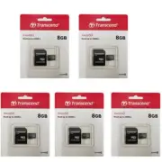 5 Pack Transcend 8GB microSD SDHC Class 10 Memory Card with Adapter
