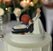 Basketball Themed Wedding Cake Topper Fun Bride Groom Sports Fan Ball Hoops Top