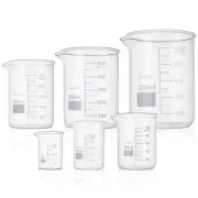 6 Pack Glass Beakers Set, Graduated Measuring Beakers Set 25/50/100/250/500/1000