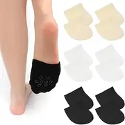[APLZGMG] 6Pairs Half Socks No Show Toe Topper Socks for Women, Invisible Non-Skid Half Seamless Mule Socks for Mules (Ladies Size 8-11), Black&white&cream, 8-11