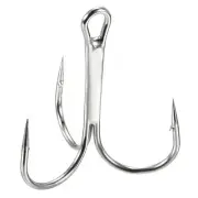 50Pcs 3/0# 1.57" Treble Fish Hooks Carbon Steel Sharp Bend Hook w Barbs White