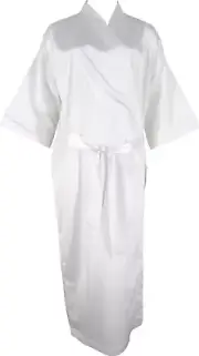 White Satin Robe Full Length Kimono Dressing Gown Bridal Party Sizes 6 to 24