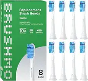 [Brushmo] Gum Care Sensitive Replacement Toothbrush Heads, Compatible with Philips Sonicare Click-on Toothbrush Handles, 8 Standard Heads, Extra Soft Dupont Bristles for Sensitive Teeth, BM658, White