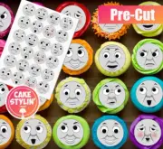 24 x THOMAS THE TANK ENGINE FACES Edible Cupcake Toppers Wafer Paper - PRE-CUT