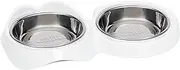 Catit PIXI Double Feeding Dish, Whisker Stress Free Food & Water Cat Bowl,White