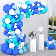 Teal Blue White Balloon Garland Arch Kit - Under The Sea Balloons Garland Arch with Blue Teal Blue Balloons for Under The Sea Ocean Baby Shower Birthday Party Decorations