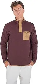 [Hurley] Men's Middleton Quilted 1/4 Zip Snap Fleece Pullover Sweater