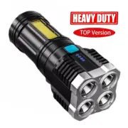 Luz Brillante Lampara de Mano Recargable USB Linterna 4 LED Antorcha Luces Top