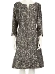 Grey Feather Print Dress
